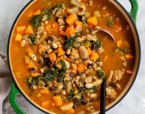 turkey bean soup, healthy soup, vitamen soup, healthy eating, cancer-fighting fiber